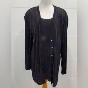 Beautiful Vintage Cardigan, built in camisole, black stretchy material, sz 8